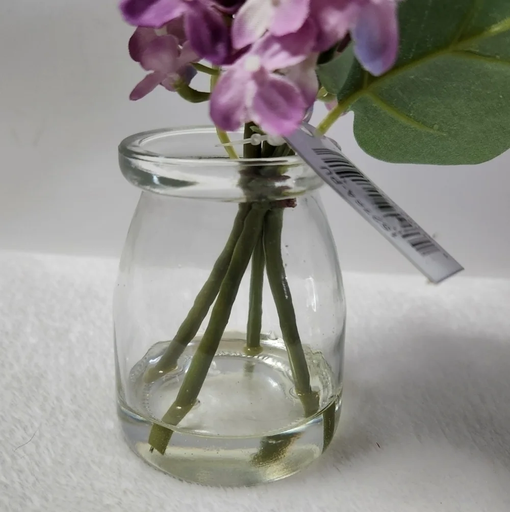 Faux Purple White Lilac Clear Jar Farmhouse Home Decor Accent